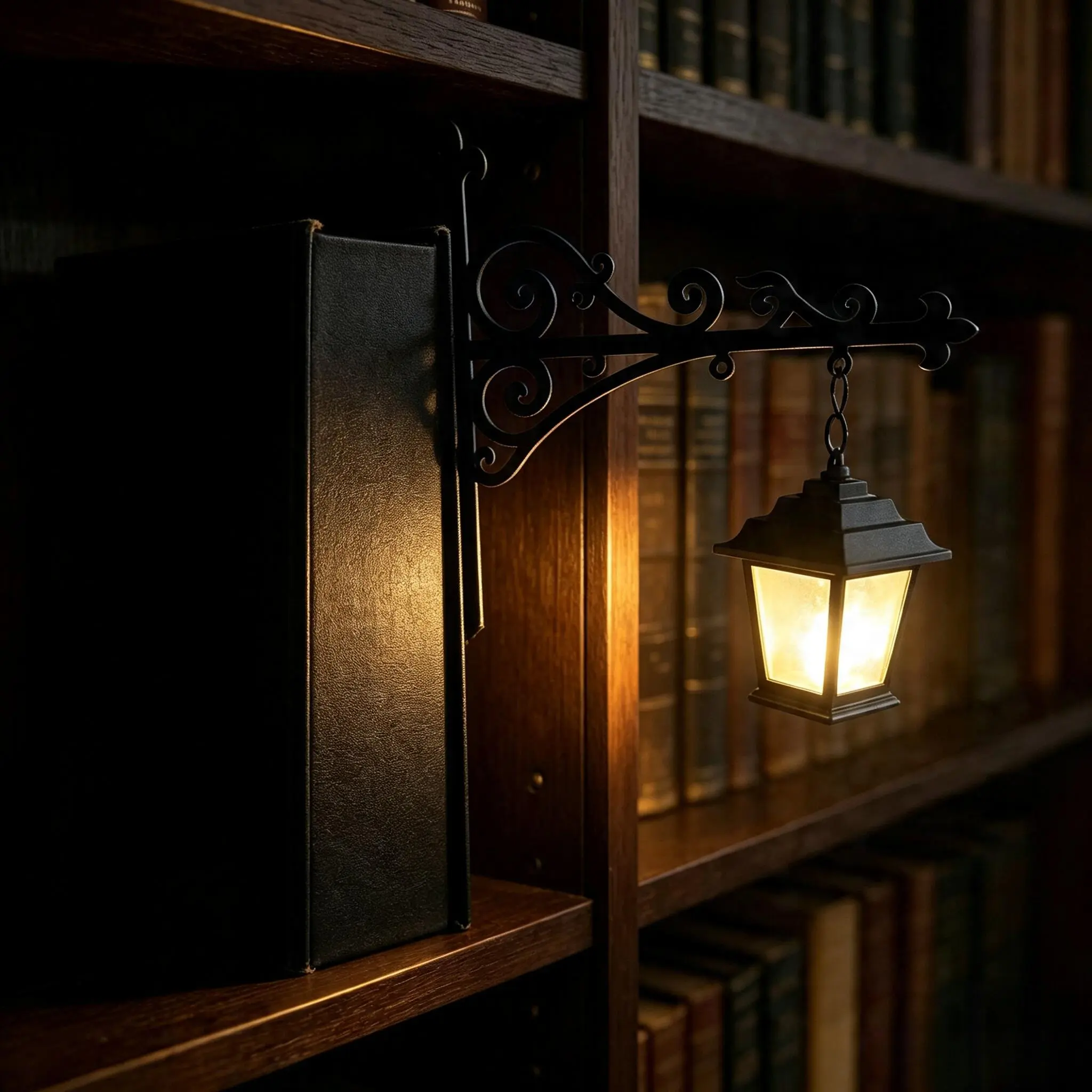 Vintage Warm Glow LED Library Lantern - Bookshelf Reading Light, Mini Hanging Home Decor, Cozy Reading Nook Accessory, Thoughtful Gift for Writers & Teachers