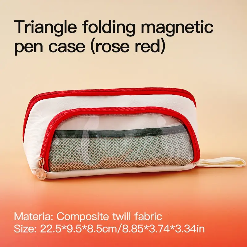 Triangular Magnetic Pencil Case, Foldable Portable Large Capacity Storage Box, Ideal for Drawing Pens, Ballpoint Pens, Office Supplies