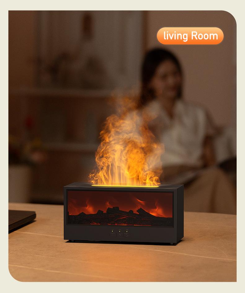 USB Flame Diffuser Humidifier - Realistic Fireplace Glow, Ultra-Quiet Mist, Relaxing Night Light, Home Decor Gift