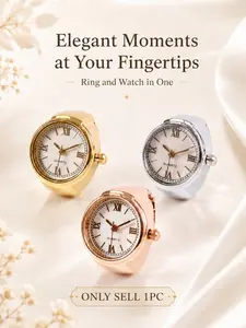 Women's Quartz Ring Watch, Vintage Roman Numerals, Silver Gold Rose Gold, Elegant Pointer Clock, Fashion Accessory Gift