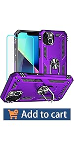 for iPhone 13 Case, Case iPhone 13 with HD Screen Protector, Military Grade Protective Cases with Ring for iPhone 13 (Red)