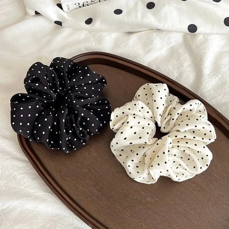 2Pcs Satin Scrunchies for Women, Wavy Elastic Hair Ties, Soft Ponytail Holders, Elegant Minimalist Hair Accessories for Daily Hairstyles