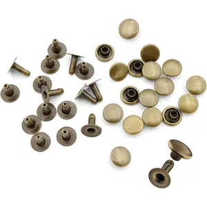200 Pack Leather Rivets Single Cap Rapid Rivet Metal Stud Fasteners Round Cap for Bag Belt Wallet Leather Craft (Antique Brass, 6MM)