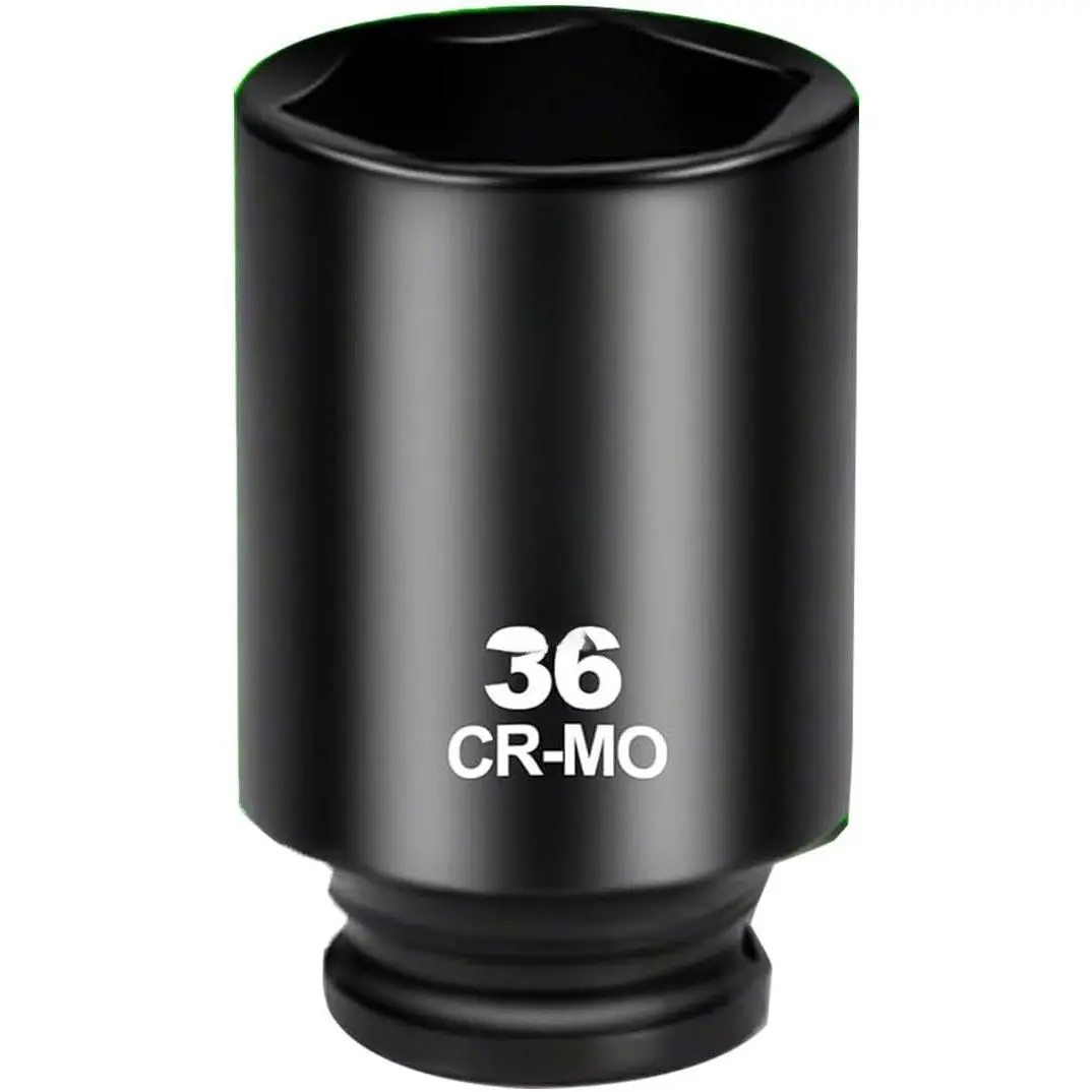 36mm Socket 1/2 Drive Deep  SAE Socket, 6 Point CR-MO for Easy Removal of Axle Nut