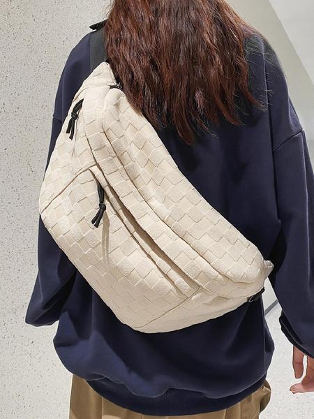 Women's Fashionable Plaid Pattern Zipper Belt Bag, Plain Large Capacity Casual Commuter Versatile Fanny Packs, Simple All-match Bum Bag, Casual Waist Bag