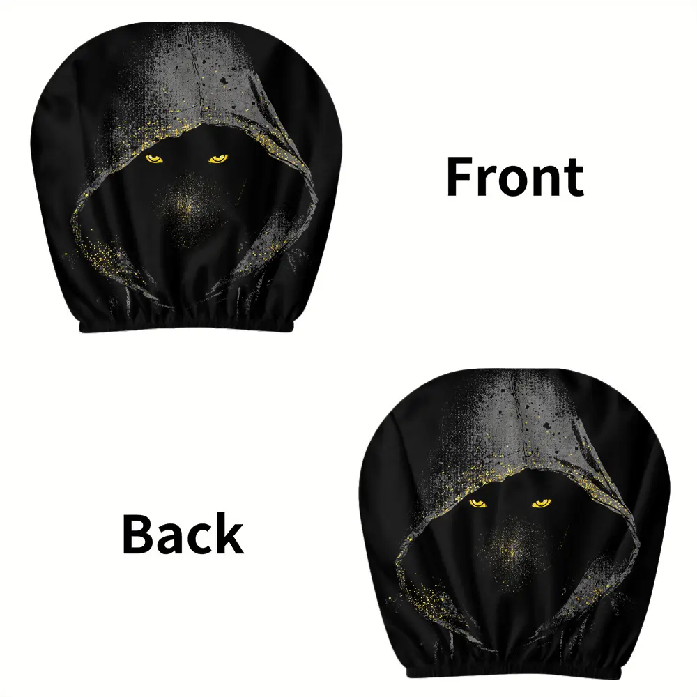 2pcs, Dark Mysterious Style Masked Character Printed Car Headrest Covers, Ideal Car Interior Decor, Easy to Install And Wash, Durable And Lightweight for Travel And Daily Commute, Fun Car Accessory, Headrest Pillow, Seat Headrest Cover tiktokshopbacktosch