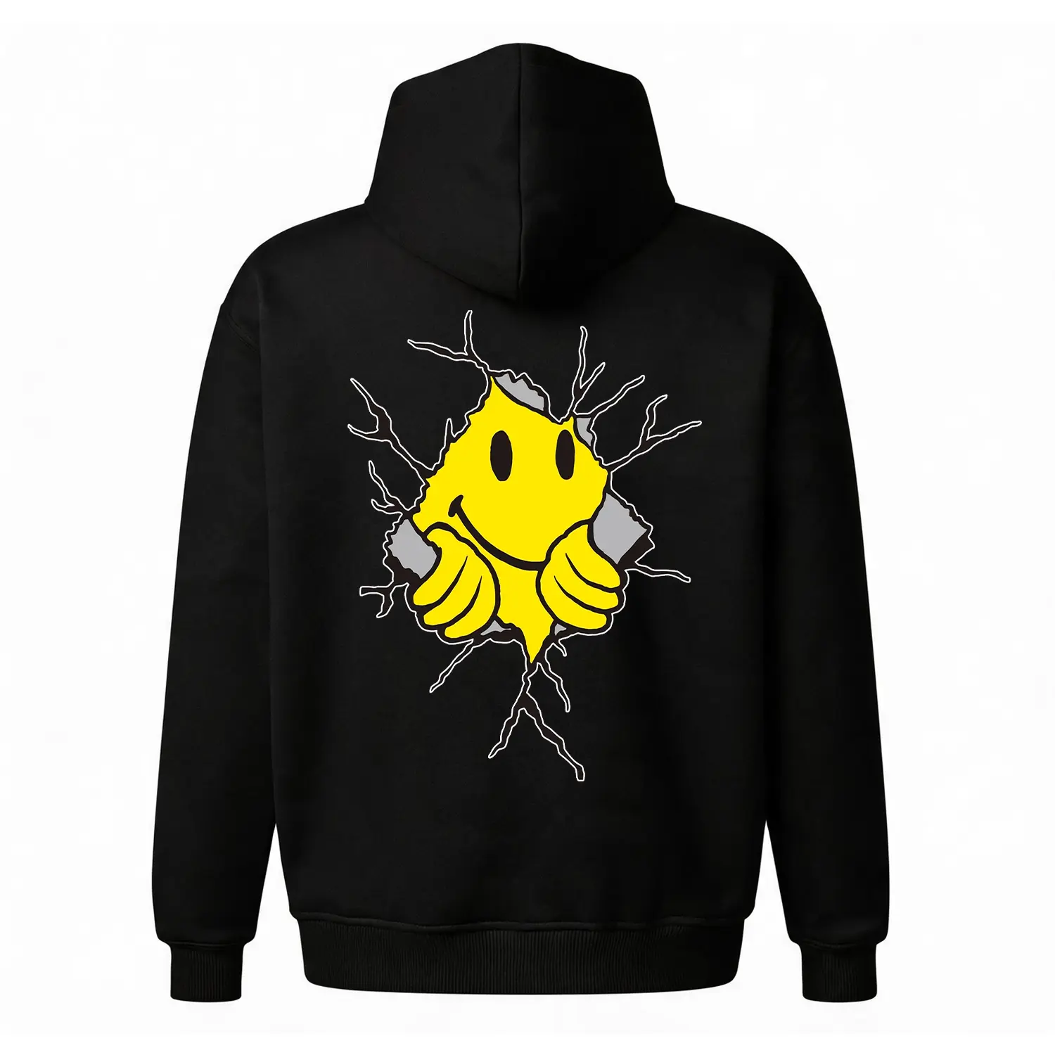 Y2K Hoodie Retro 90s Style Graphic Hoodie, Breaking Wall Smiley Streetwear Hoodie. Unisex Oversized Baggy Fleece Hoodie, Cozy Comfortable Life Hoodie & Casual Loungewear. Cheap Everyday Wear, Versatile Comfy Outfit Birthday Gift Hoodie for Him/Her.