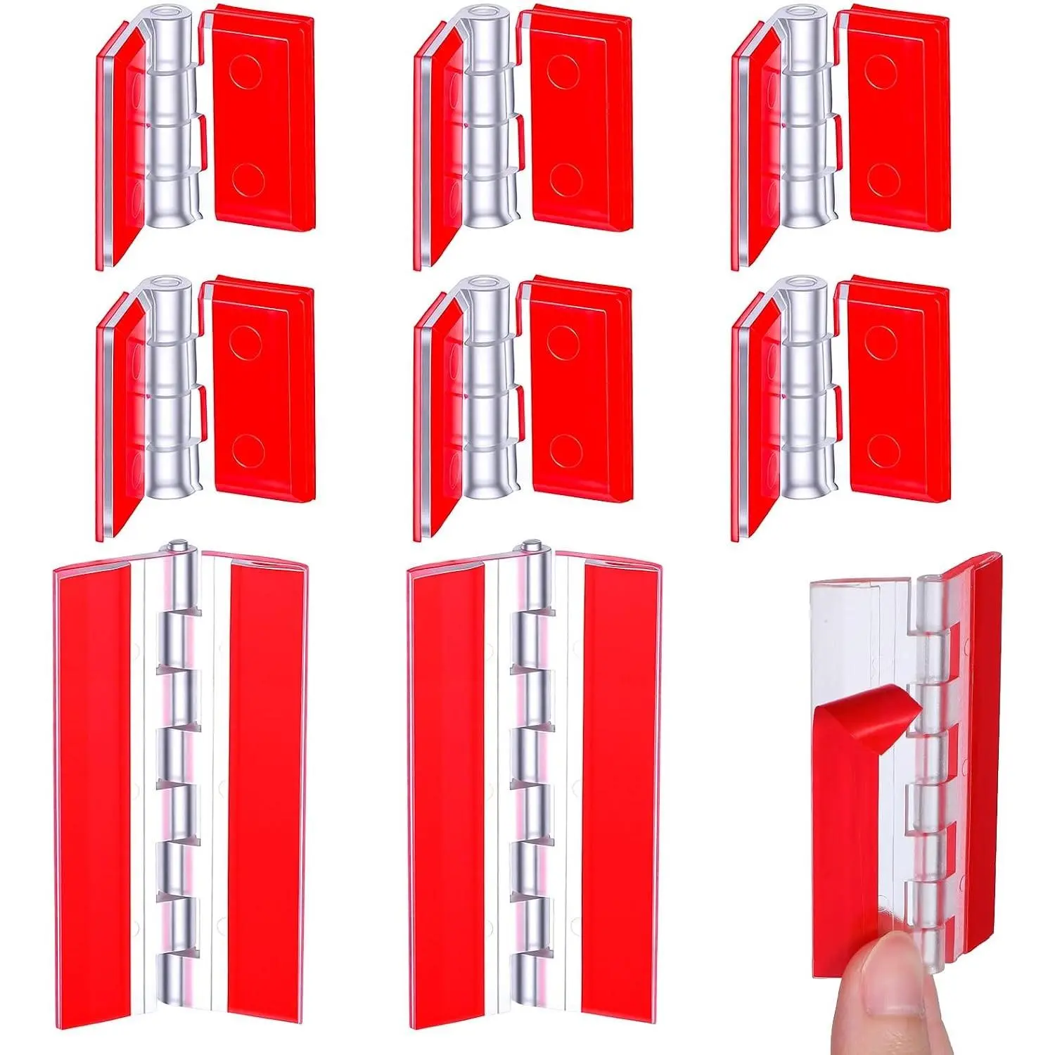 8 Pcs Plastic Hinges Acrylic Transparent Small Hinges with Stainless Steel Shafts Self-Adhesive Cabinet Hinge Foldable Tools for Cabinet Aquarium Lid Display Stand