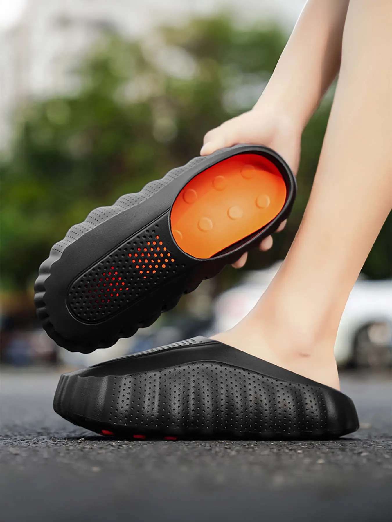 Men's EVA Thick-Sole Non-Slip Slip-On Slippers, Dual-Use for Outdoor and Beach Footwear