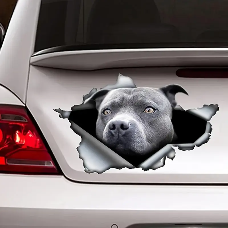 Qf179 Pitbull Dog Sticker, Hole Metal Design, Waterproof Car Decoration Accessories, Durable Pet Auto Decor, Stylish Vehicle Decal, Car Stickers