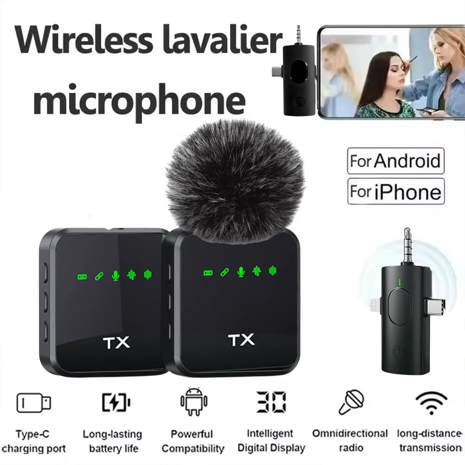 F11 Three-In-One Wireless Portable Lapel Microphone Receiver, Short Video Shooting Phone Noise Reduction Live Streaming Mic, Professional Quality Recording