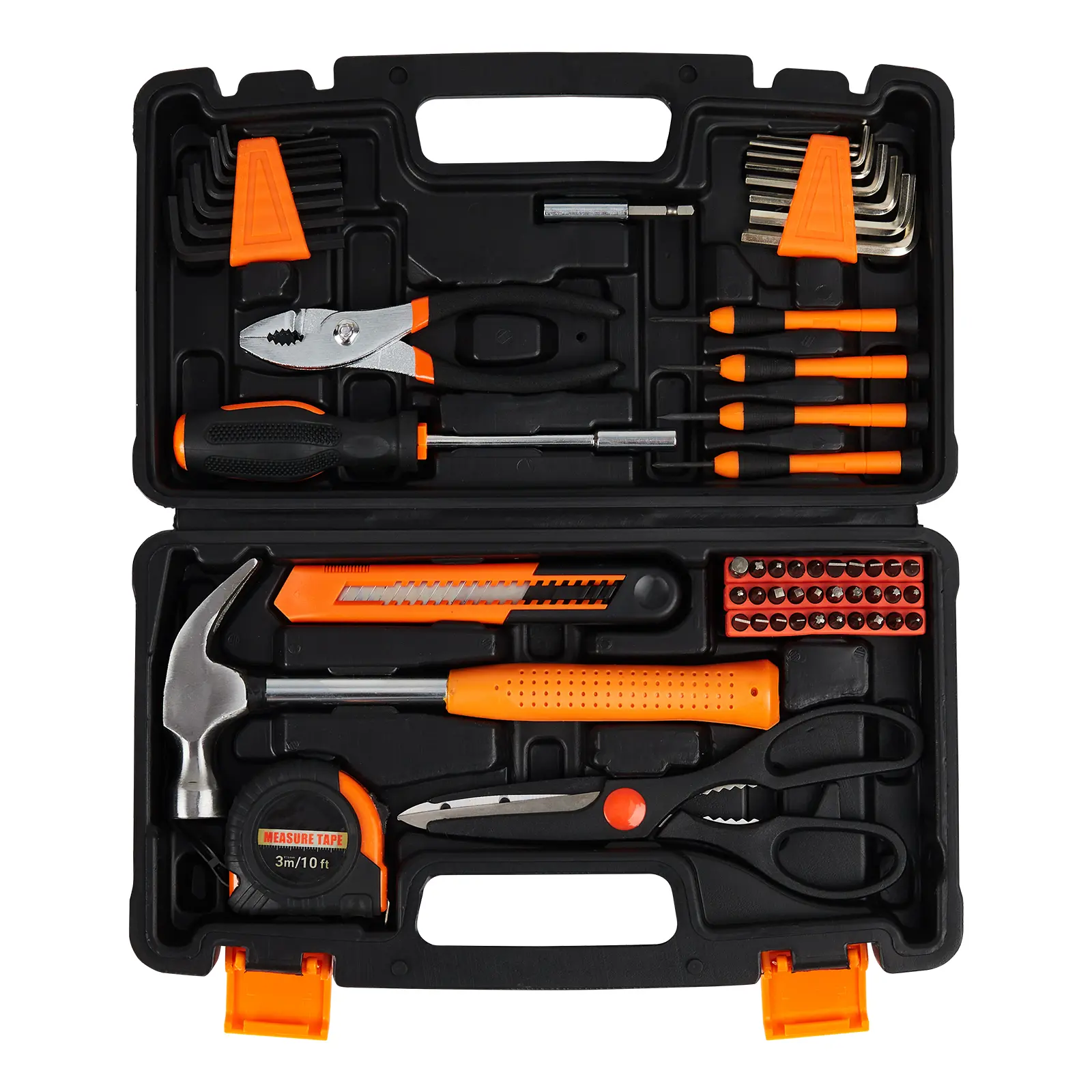 Professional 57-Piece Tool Kit for Home and Automotive – Portable Toolbox – Basic Hand Tools for Maintenance, Carpentry, Plumbing, Mechanical Repairs – Screwdrivers, Wrenches, Hammer Included