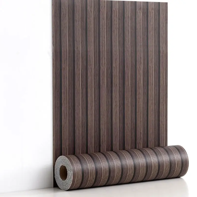 Wood-grain pattern wallpaper - self-adhesive foam striped wallpaper, Striped Wallpaper Peel And Stick - suitable for bedrooms, living rooms. Self-adhesive vinyl wood-colored striped wall panels - used for interior walls Decorative Wallpaper