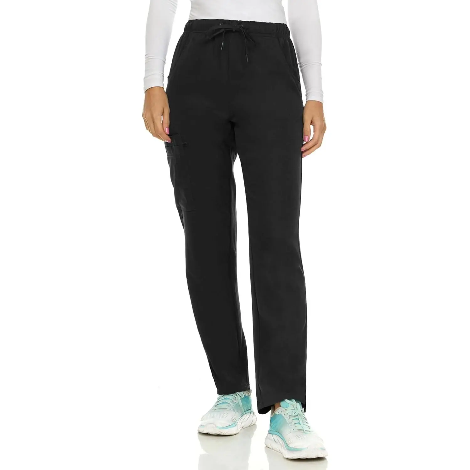 Straight Leg Scrub Pants for Women, Anti-Wrinkle Women's Medical Scrub Pants, 6 Pockets, 4-Way Stretch