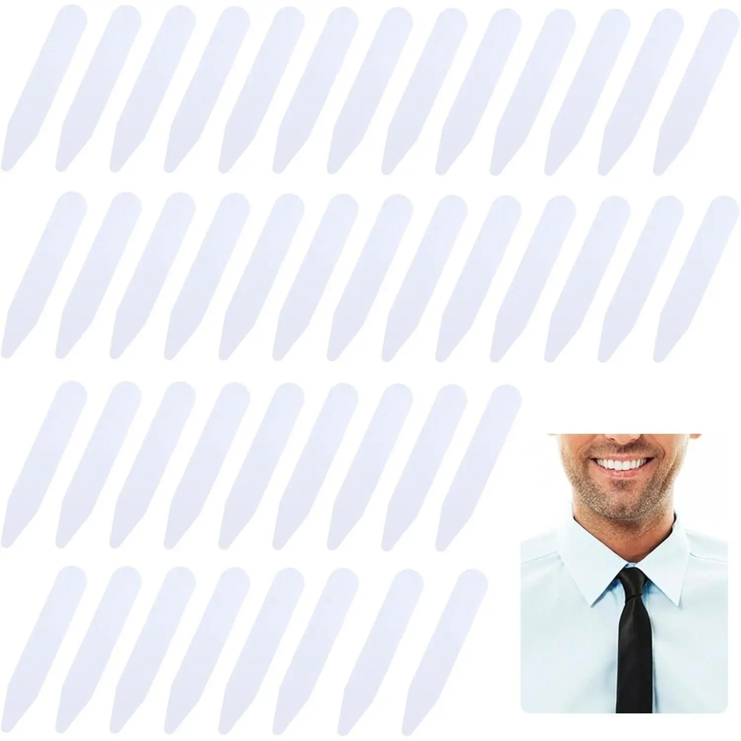 90PCS 2" Plastic Collar Stays for Men's Dress Shirts Collar Inserts Tabs with Collar Stay Case