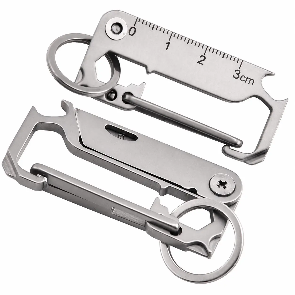 9-in-1 Stainless Steel EDC Keychain Tool Set for Outdoor Enthusiasts - Compact Multi-Function Pocket Knife, Bottle Opener, Screwdriver, Wire Stripper, File, Box Cutter, Pry Bar, Can Opener