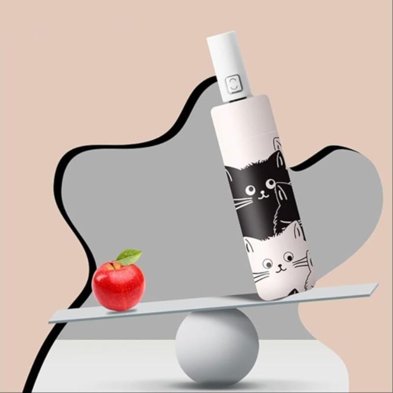 Cat Pattern Foldable Umbrella, 1 Count Portable Automatic Folding Umbrella, Sun & Rain Dual-use Umbrella for Outdoor Travel