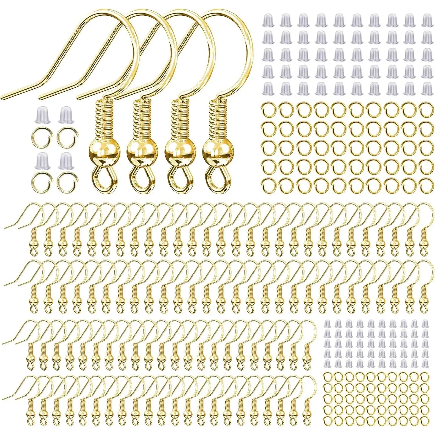 14k Gold Plated Earring Hooks for Jewelry Making, 300 Pcs Hypoallergenic DIY Earring Making Supplies Kit, Upgraded French Fish Hook Earring Findings Wires Hardware (Gold)