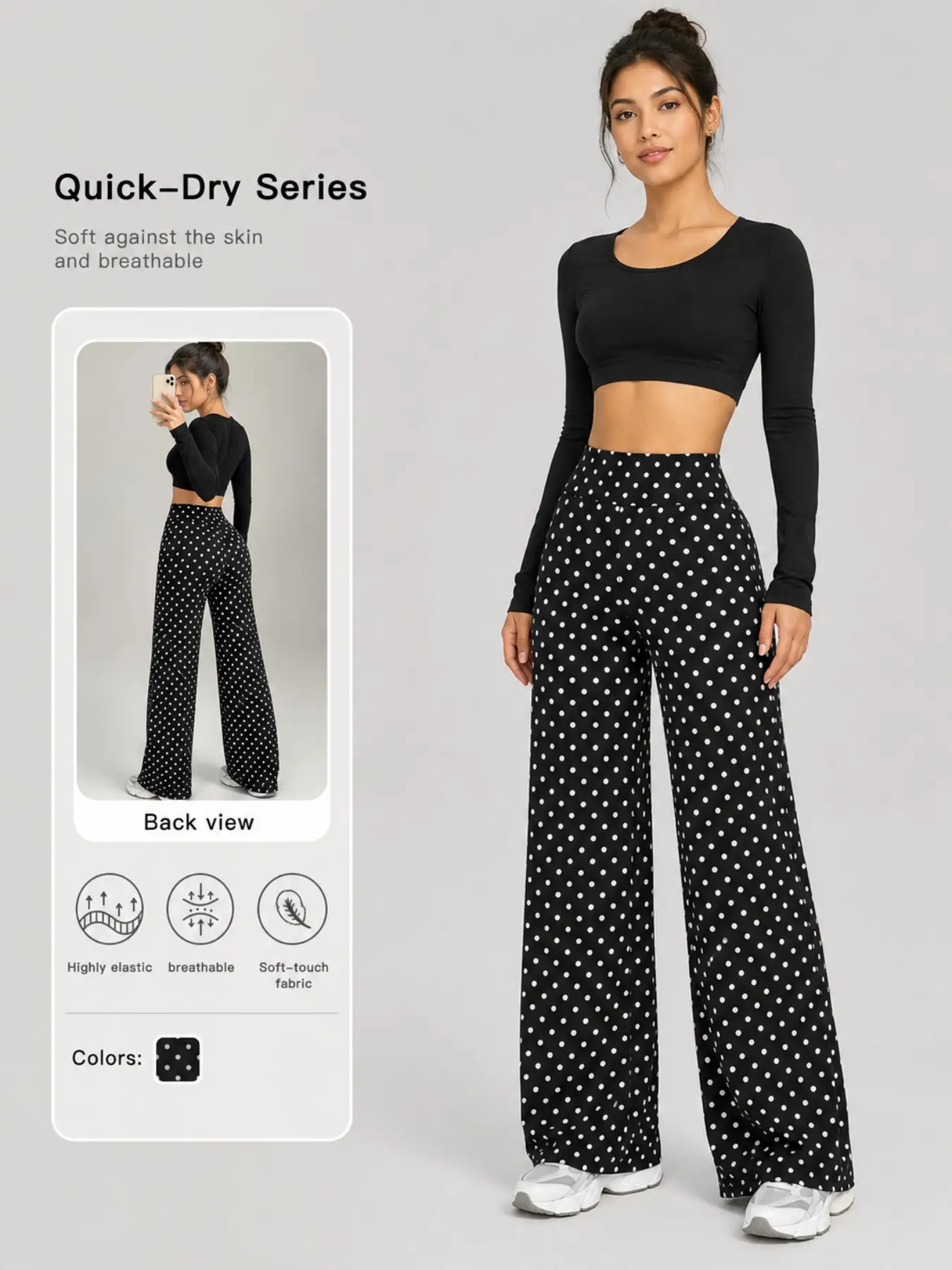 Women's Polka Dot Loose Yoga Pants, High Waist Flowy Leggings, Ideal for Yoga Pilates Fitness Outdoor Daily Wear