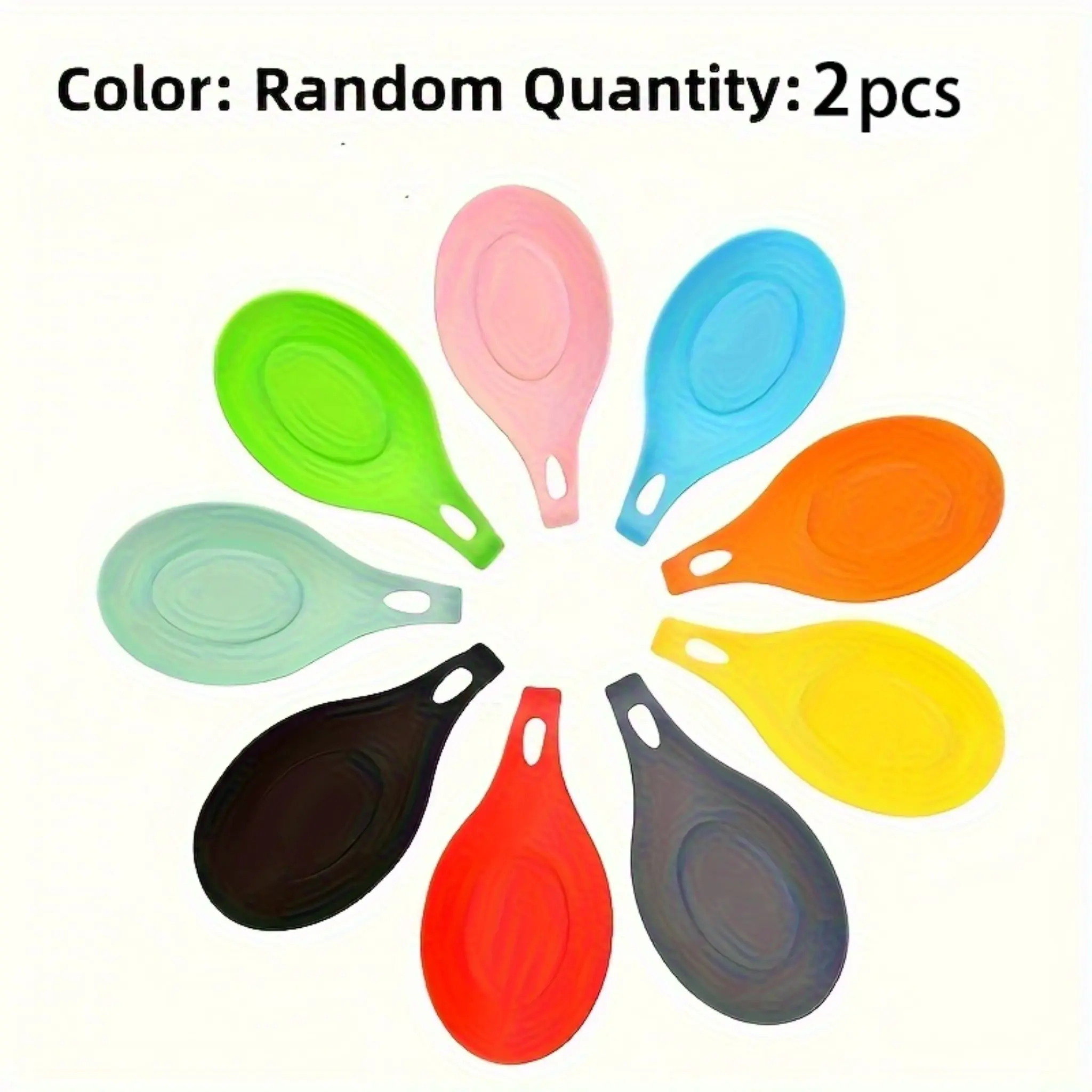 2 heat-resistant silicone spoon holders and cutlery racks Tableware - anti slip kitchen countertop protector, durable and heat-resistant dishwasher friendly design, sturdy spoon protector, suitable for hot spoons, shovels, spoons - color random