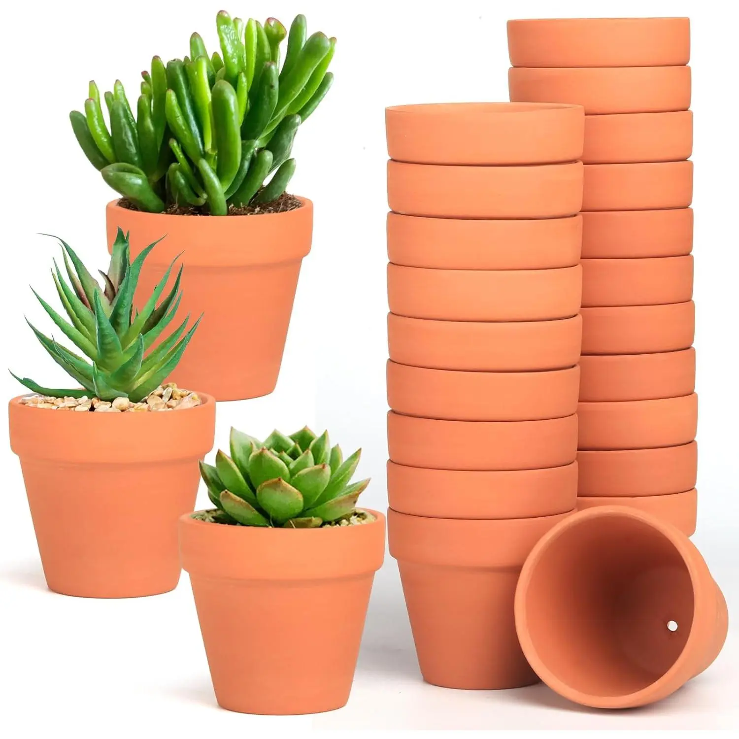 Cotta Pots, 24 Pack 3.15 Inch Mini Clay Pot with Drainage Holes,Cactus Flower  Terracotta Pots for Indoor/Outdoor Succulent , Crafts, Wedding Favor