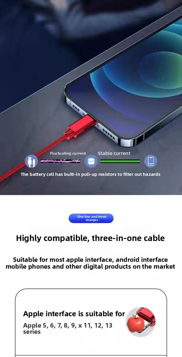 3 in 1 Retractable USB Cable, 1 Count Multipurpose 1M Data Cable, Charging Cable for Android Phone Type C Portable / Micro USB, Phone Accessories