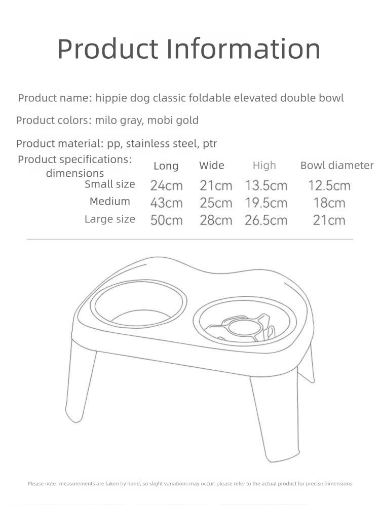 Pet bowl, large dog classic folding tall double bowl medium and large dog bowl, Golden Retriever large dog feeding bowl, food bowl