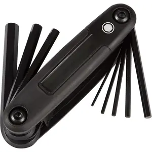 Portable Folding Hex Key Wrench Metric Multi-Tool, Set Includes 1.5, 2, 2.5, 3, 4, 5, 6, and 8mm Sizes, Chamfered Ends, Steel, -Resistant Black Oxide Coating