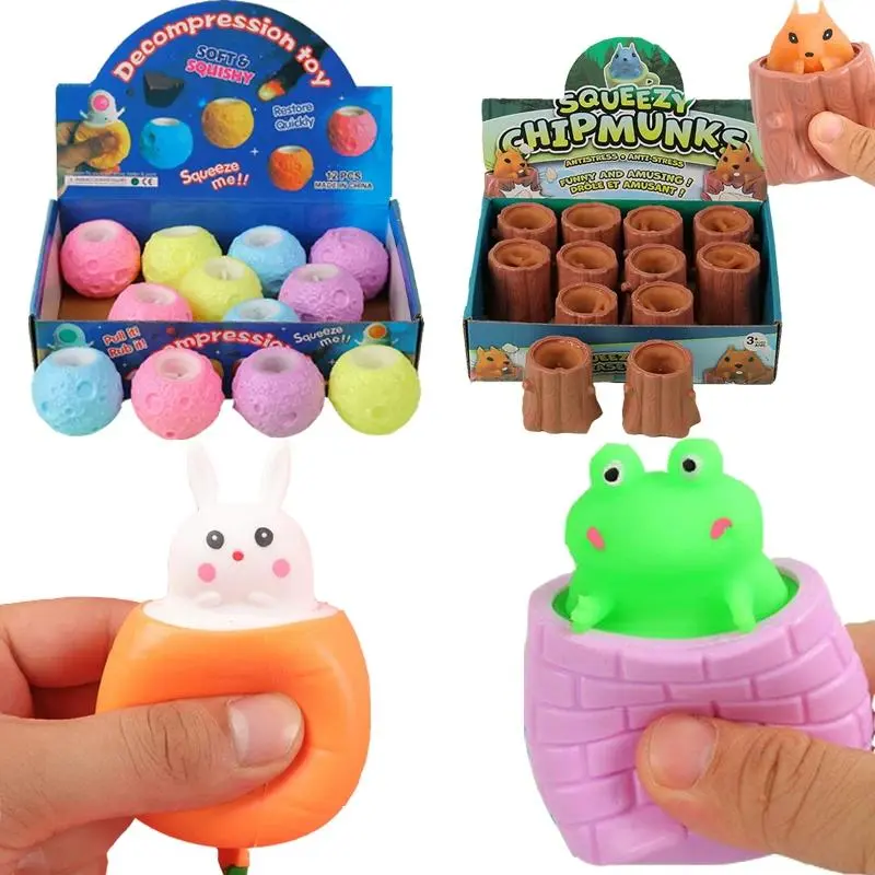 Funny Pop-Up Slow Rebound Squishy Cheese Mouse Cup Hand Antistress Reliever Squirrel Cup Toys for Children Adults glitter ball sensory stress-relief