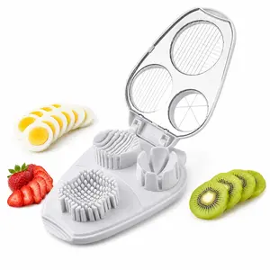 3-In-1 egg Slicer For Hard Boiled Eggs, Multi-Mode Egg Dicer with Base, Stainless Heavy Duty Steel Egg Slicer Kitchen Gadget, Fit Strawberry, Apple, Banana, Cherry, Tomato