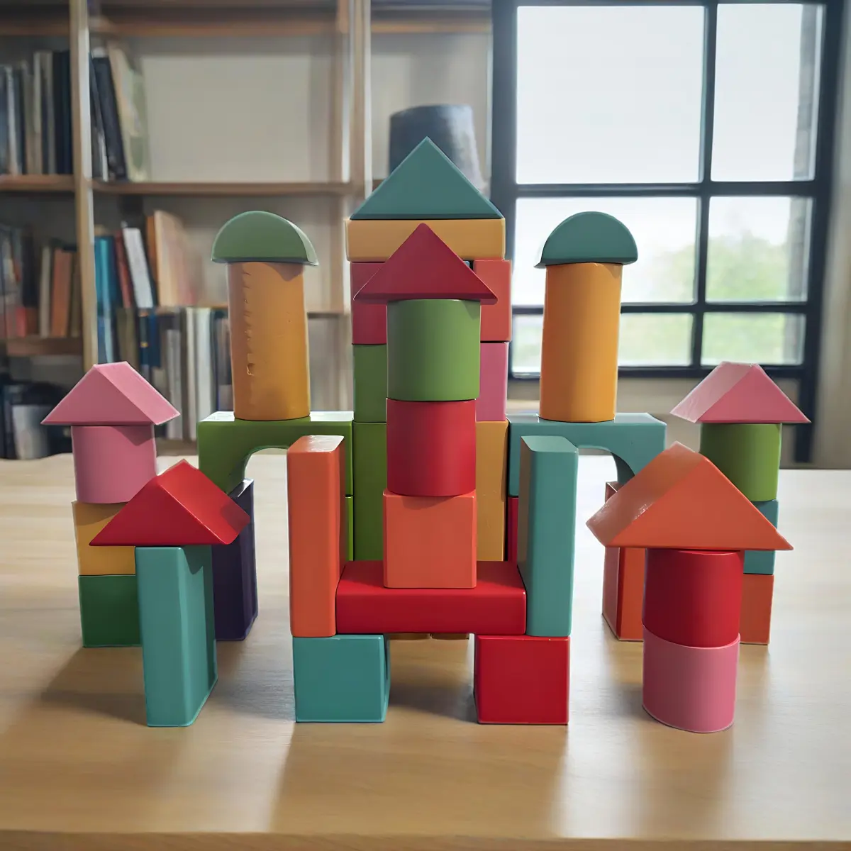 50pcs/Set Children's Solid Wood Building Blocks - No Battery Needed Block Assembly Toy, Preschool Children Development Kit, Large-Part Stacking Game for 3 Years Old and Above Kids