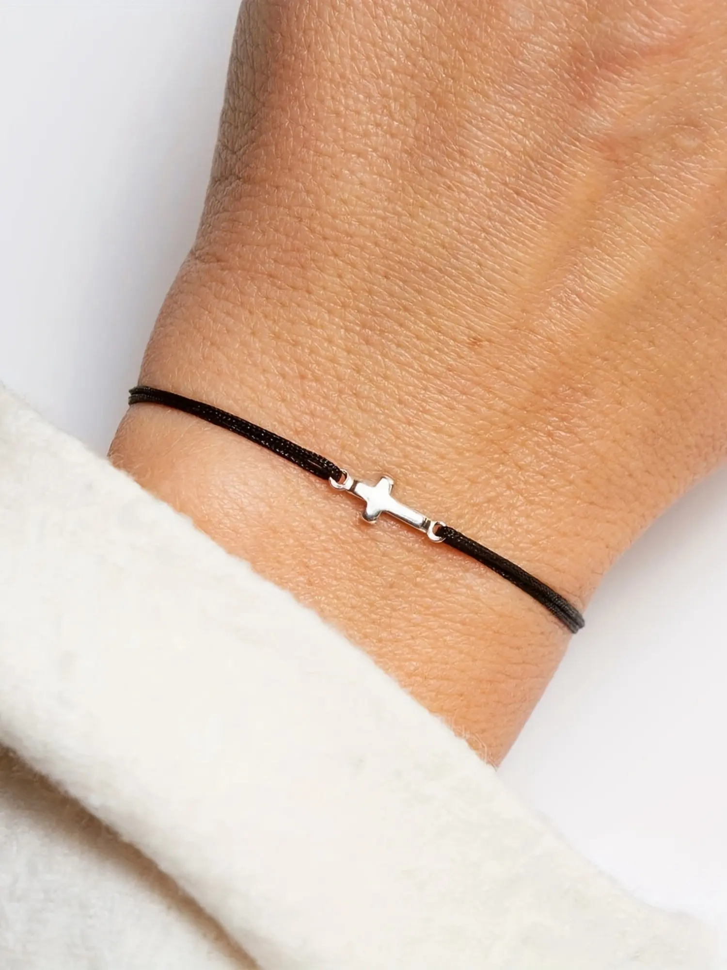 1-piece cross pendant bracelet, horizontal cross rope braided bracelet, unisex cross bracelet, friendship gift