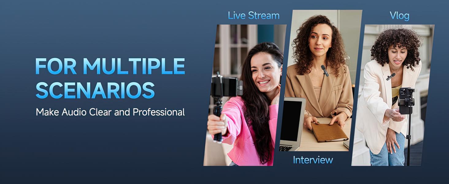 Professional Wireless Lavalier Microphone for iPhone 15(Above) and Android USB-C Device, Cordless Omnidirectional Clip Mic, Plug-Play Microphone for Interview Video Podcast Vlog YouTube wireless  microphone  iphone Pack phono lapel mini