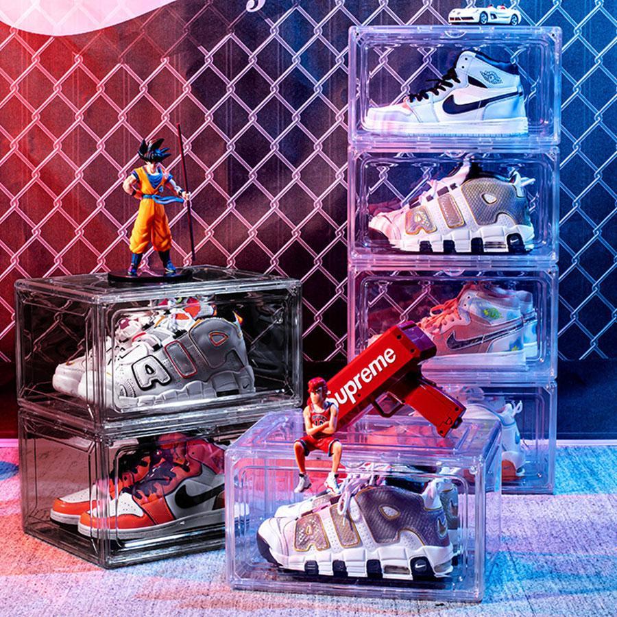 High Transparent Pet Shoe Storage Box, Stackable Sneaker Display Case, Thickened Plastic Shoe Organizer for Home & Collection