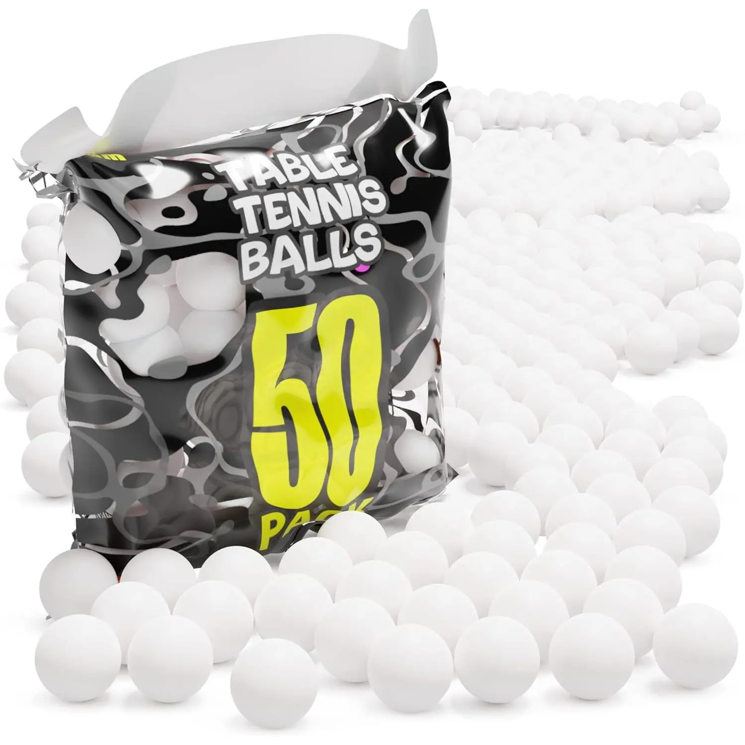 White Ping Pong Balls 1 Star 40mm Official Size + Weight Professional ABS Table Tennis Ball for Training & Practice - Durable High Performance