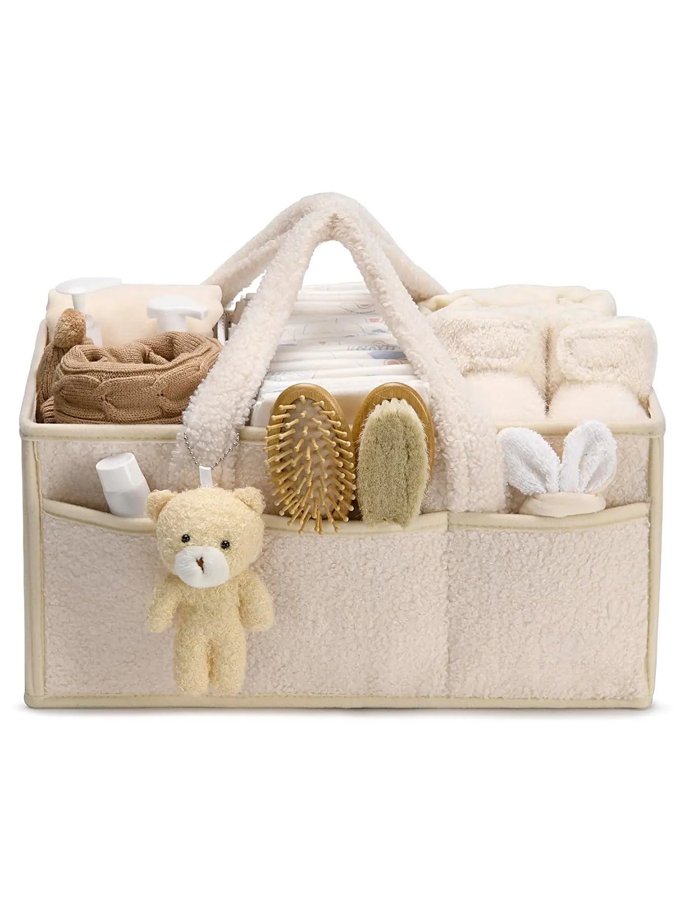 Baby Diaper Caddy Organizer with Handle, Boy & Girl Shower Gift Basket, Portable Diaper Storage Basket Bin for Wipes, Newborn Baby Essentials Registry Search Must Haves, Car Caddy Organizer, Diaper Bag Organizer