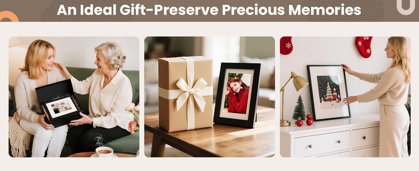 6x8 Picture Frame, Display Pictures 3.5x5.5 with Mat or 6x8 Without Mat, Wall Hanging Photo Frame, Black, 1 Pack