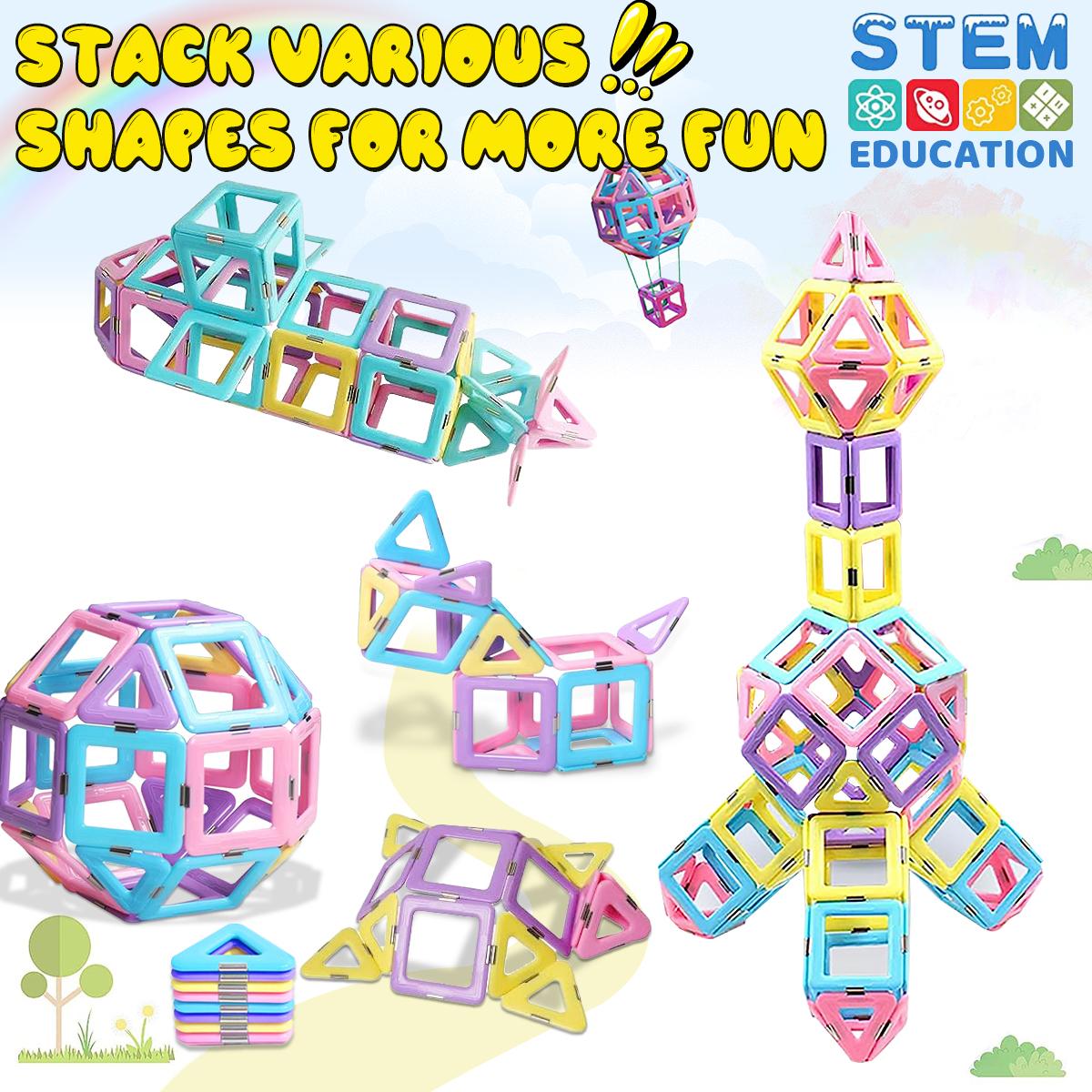 Magnetic Building Blocks for Toddlers Macaron Magnetic Blocks STEM Toys 3D Creativity and Educational Construction Toys Toys for Kids Age 3-6 Birthday Gifts Random Color Magnetic Building