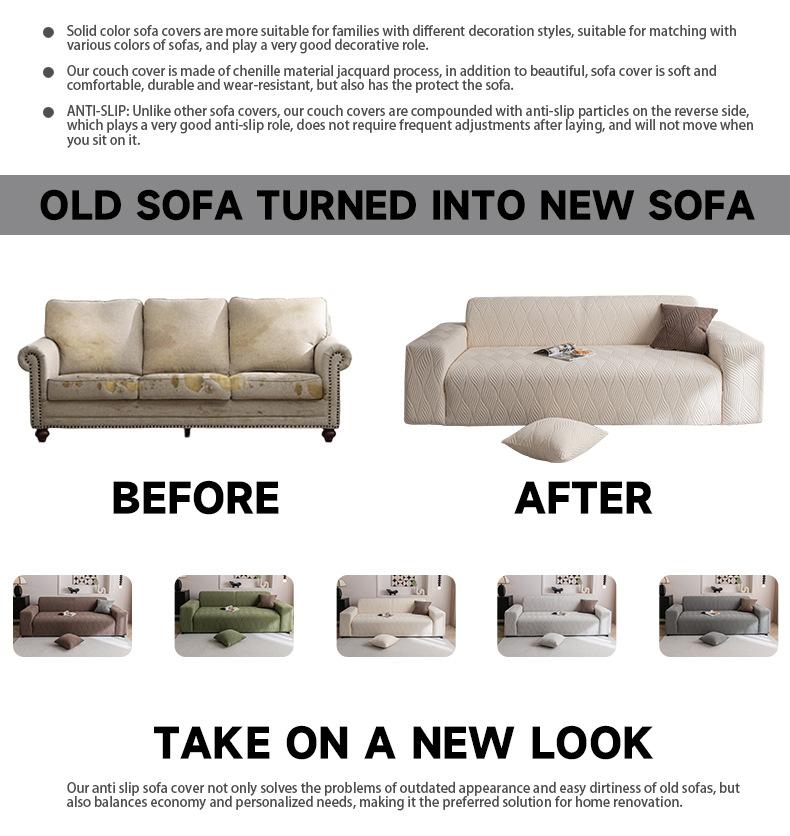 NILUOH 2026 New Style Simple Jacquard Flannel Sofa Cover, All-Season Universal Full-Cover Slipcover with Anti-Slip Function