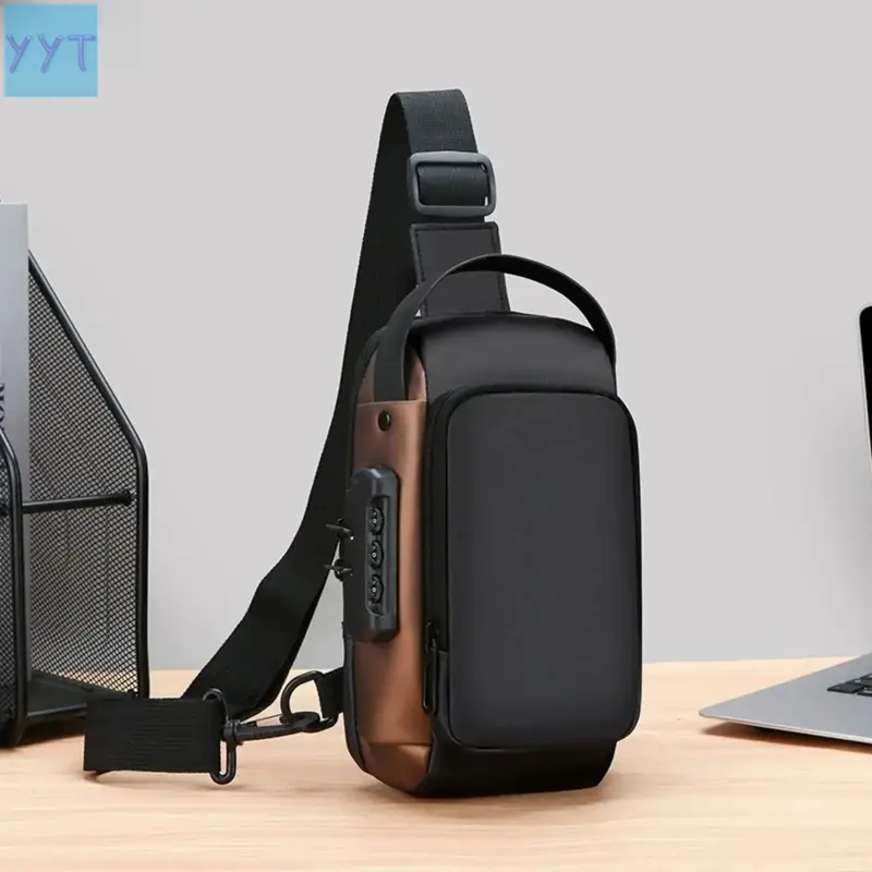 YYT1  Men's Athletic Anti-Theft Crossbody Bag, Chic Waterproof Belt Bag with USB Port Motorcycle & Commuting - Gifts Guys, Sport Waist Bag
