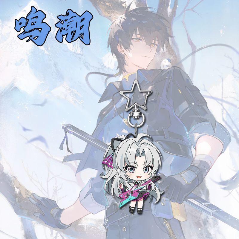 Anime Ciaccona Carlotta Wuthering Waves Q-version Star KeyChain Key Chain Pendant Kawaii Figure Acrylic Keyring Birthday Gifts