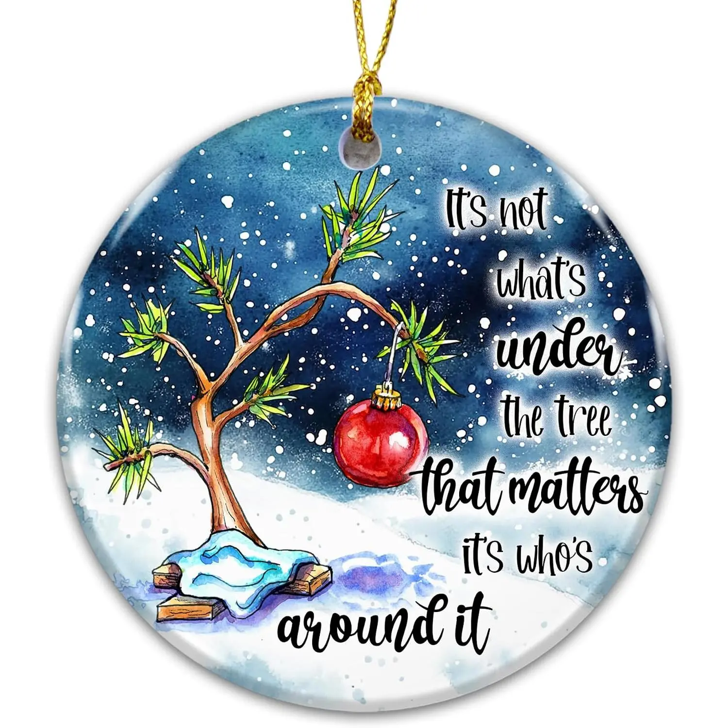 Family Ornament 2025, White Elephant , Inspirational Ceramic Decoration with Tree and Heartfelt Quote, Sentimental Holiday Ornament, for Loved Ones