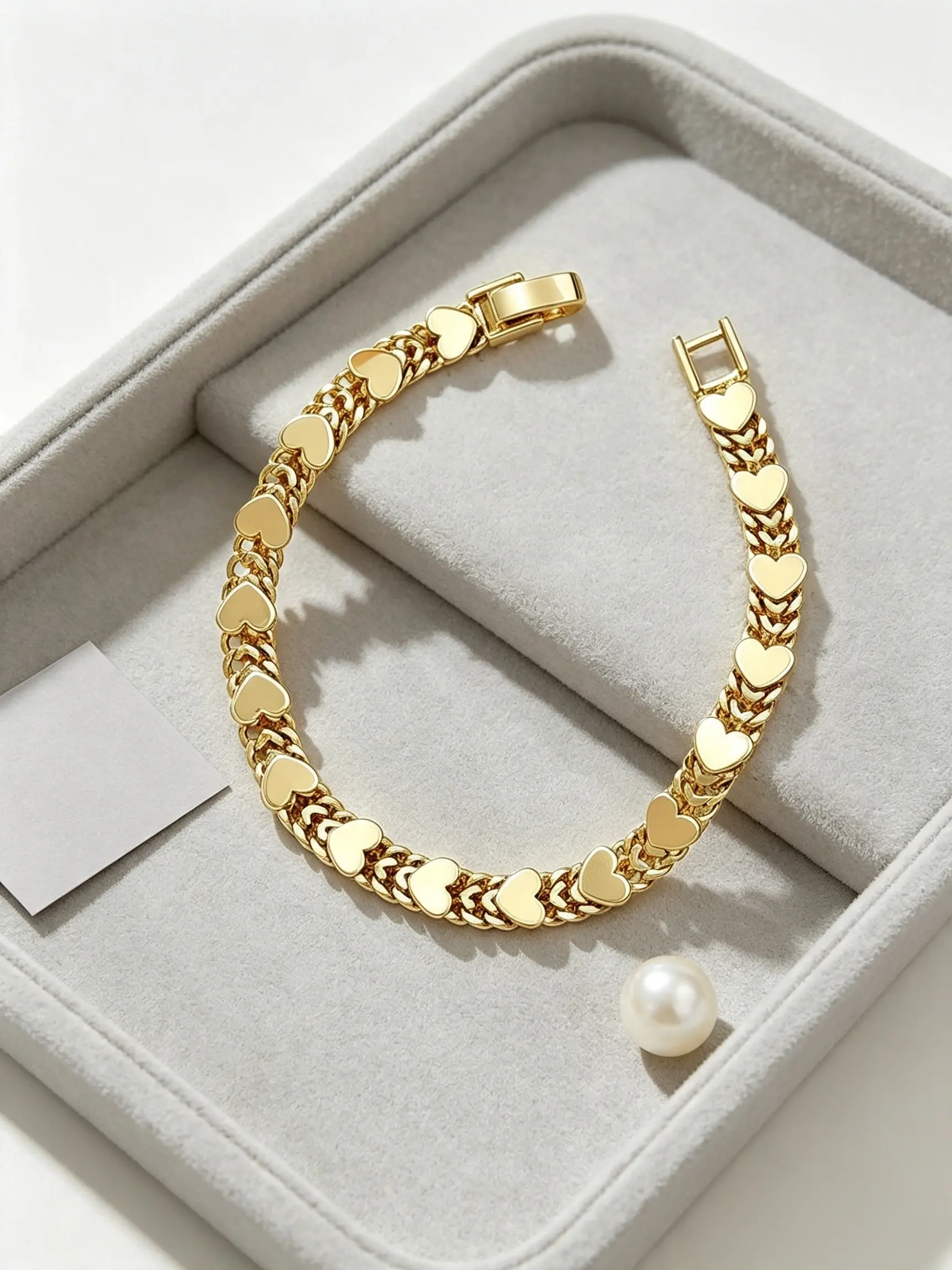 Double Row Cuban Link Bracelet for Women, Smooth Polished Heart Charm, Chunky Stackable Wrist Jewelry, Ideal Gift for Birthday and Valentine’s Day