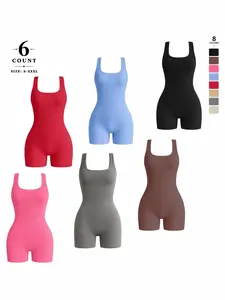 Women Seamless Yoga Jumpsuit｜Shapewear Bodysuit｜Tummy Control Waist Slimming Jumpsuit｜Butt Lifting Leg Shaping Bodysuit｜Sleeveless Workout Romper｜High Waist Seamless Activewear｜Yoga Gym Running Casual Outfit