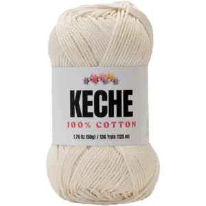 100% Mercerized Cotton Yarn for Crocheting Knitting Amigurumi, Fine Sport 2 Weight, 50g 125m, Cream