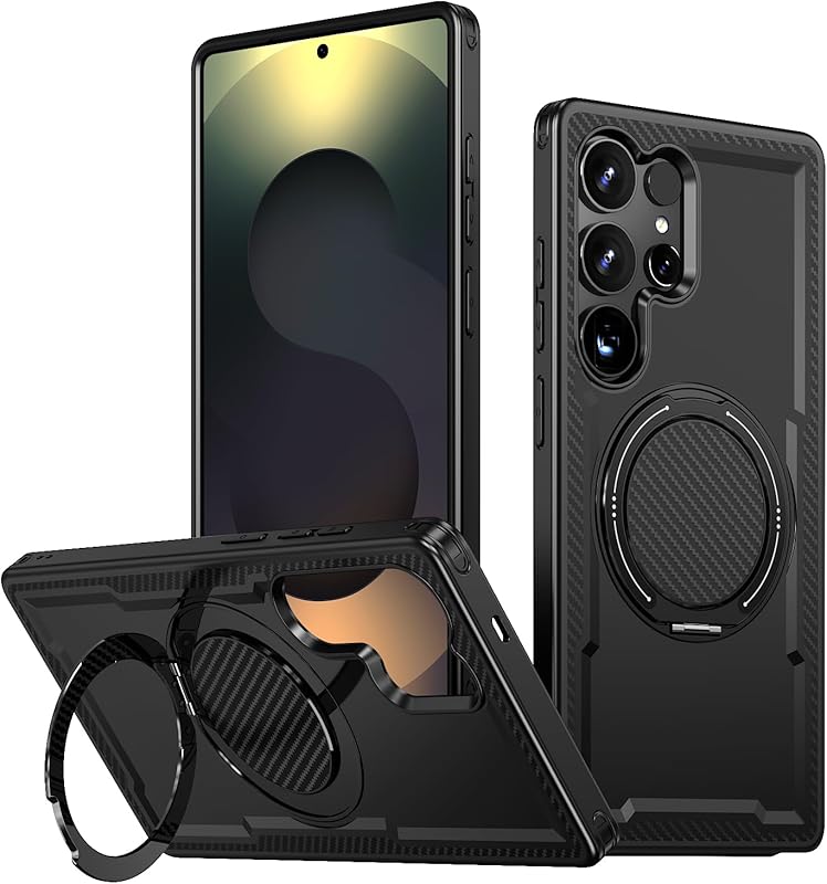 for Samsung Galaxy S25 Ultra/ Galaxy S24 UltraPhone CaseBuilt-in 360 °   Rotatable Phone Holder Compatible with MagSafe Military-Grade Shockproof Phone Protective Case,  Smartphone Cover Protection Casing