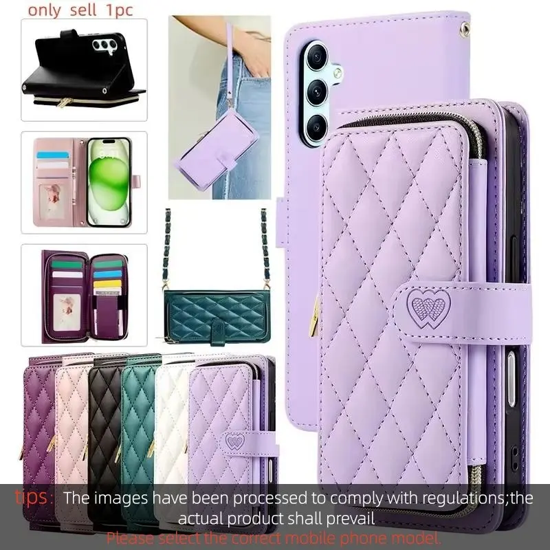 Crossbody Leather Protective Wallet Case Accessories for Cellphone Samsung Galaxy A72 A22 A31 A24 A05 A73 A55 A35 A54 A32 A25 A17 A26 A57 A37 Phone Cover Strap Smartphone Casing Smartphone Accessories