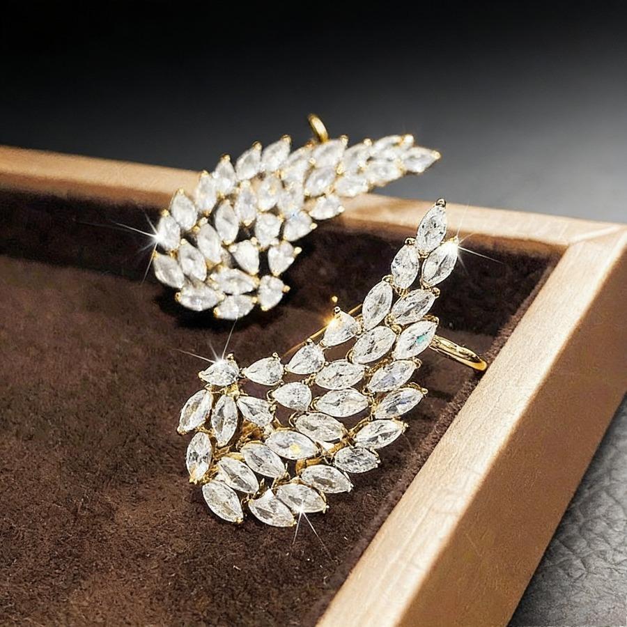 Sparkling Micro-Inlaid Cubic Zirconia Angel Wings Statement Earrings for Women - Bridal Wedding Jewelry, - Valentine’s Day Gift