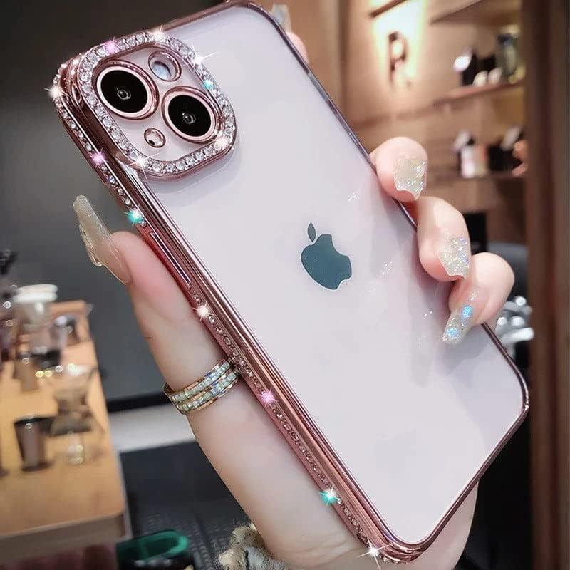 Transparent bling diamond phone case,Compatible with iPhone17Promax/16Pro/15Plus/14/13/12 series Case,Luxury Glitter Bling Sparkly Diamond Electro Plated Frame Edge Border Full Body Protective Clear Soft Shockproof Cover Phone Case