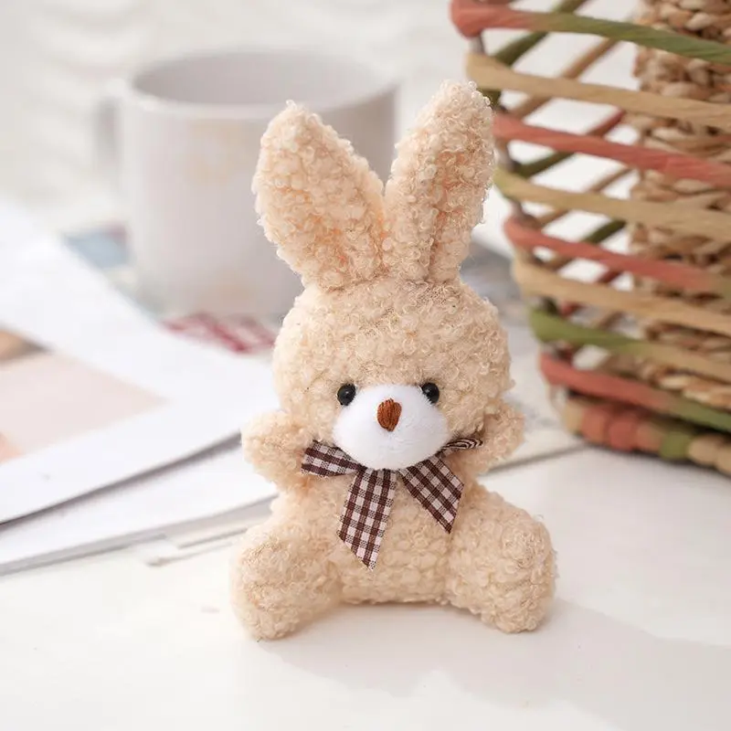 10cm Soft Stuffed rabbit Plush Toys Mini Bow-tie sitting bunny Dolls Small Gift for Party Wedding Keychain Pendant Teddy Doll